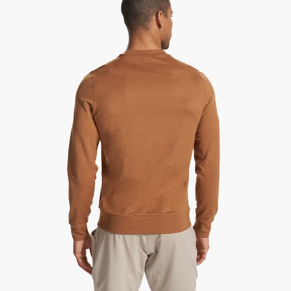 Vuori Ponto Performance Crewneck Sweatshirt in Autumn Heather Gold Size Medium - Picture 3 of 11